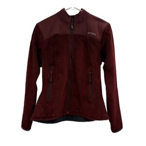 Arc'teryx Jacket Womens Medium Burgundy Fleece Full‎ Zip Outdoors Made In Canada